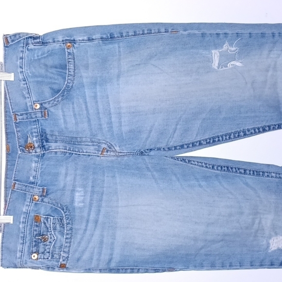 TRUE RELIGION Blue Jeans w/ Orange Stitch Detail, 38W,  32L - Picture 4 of 9